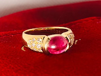 Cabochon robijnen 1.96ct dames ring - 18kt goud - afbeelding 2 van  7
