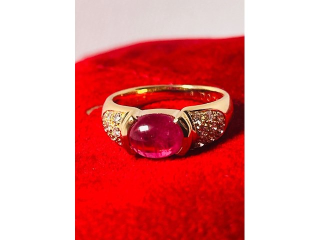 Cabochon robijnen 1.96ct dames ring - 18kt goud - afbeelding 4 van  7