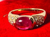 Cabochon robijnen 1.96ct dames ring - 18kt goud - afbeelding 4 van  7
