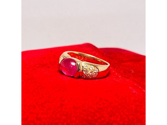 Cabochon robijnen 1.96ct dames ring - 18kt goud - afbeelding 5 van  7