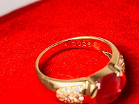 Cabochon robijnen 1.96ct dames ring - 18kt goud - afbeelding 6 van  7