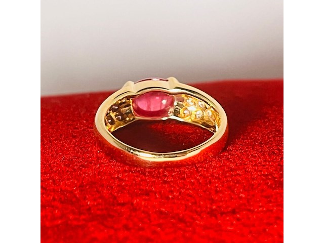 Cabochon robijnen 1.96ct dames ring - 18kt goud - afbeelding 7 van  7