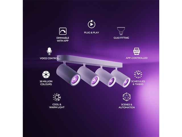 Calex smart plafondlamp 4-lichts slimme opbouwspot ovaal wit - afbeelding 3 van  4