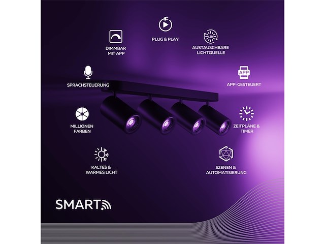 Calex smart plafondlamp 4lichts slimme opbouwspot ovaal zwart - afbeelding 2 van  4