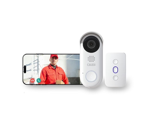 Calex video deurbel met camera 2k bedraad met chime wit - afbeelding 1 van  3