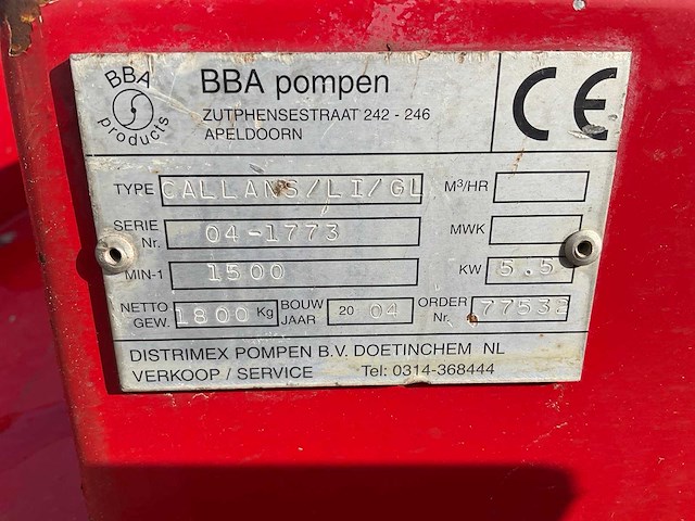 Callens 250-120 vuilwaterpomp - afbeelding 7 van  9