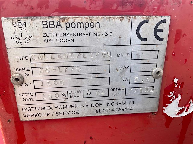 Callens 250/210 405 vuilwaterpomp - afbeelding 3 van  7