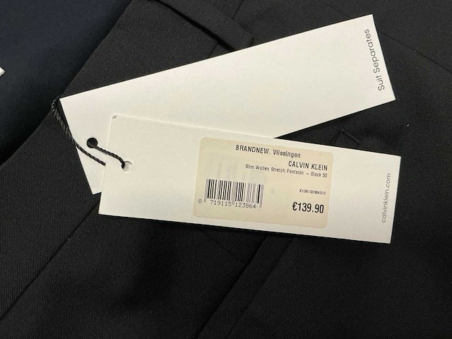 Calvin klein slim wollen stretch pantalon navy&black (7x) - afbeelding 2 van  11