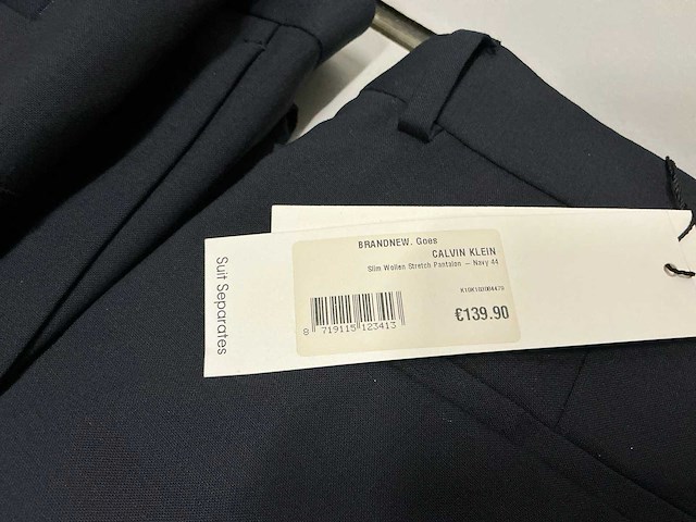 Calvin klein slim wollen stretch pantalon navy&black (7x) - afbeelding 8 van  11
