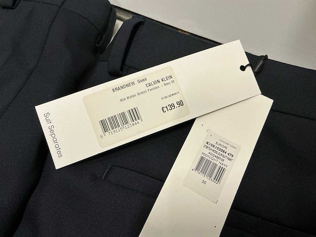 Calvin klein slim wollen stretch pantalon navy&black (7x) - afbeelding 9 van  11