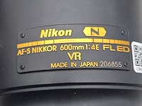 Camera lens, nikkon, af-s nikkor 600mm 1:4e fl ed vr - afbeelding 4 van  10