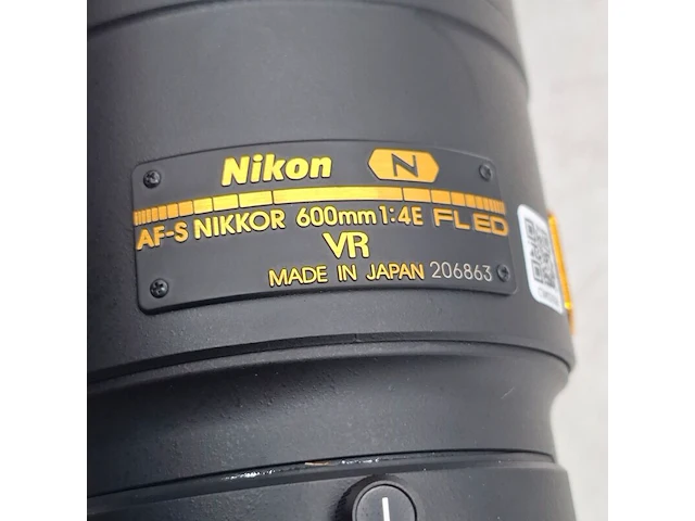 Camera lens, nikkon, af-s nikkor 600mm 1:4e fl ed vr - afbeelding 6 van  10