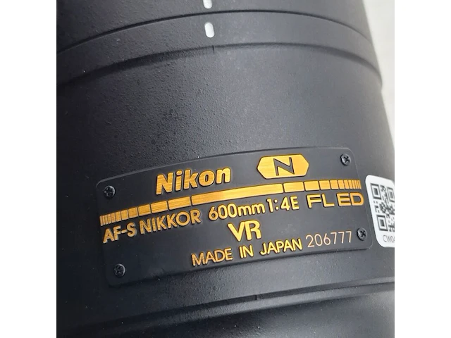 Camera lens, nikkon, af-s nikkor 600mm 1:4e fl ed vr - afbeelding 7 van  10