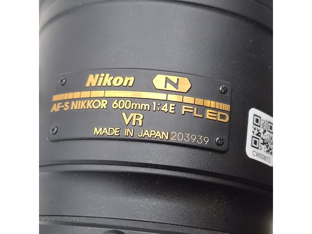 Camera lens, nikon, af-s nikor 600mm 1:4e fl ed - afbeelding 10 van  12