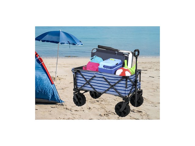 Campart saint-michel folding handcart, 80 l blauw/wit - afbeelding 4 van  5