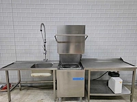 Campri - rvs-korvenvaatwasmachine compleet met aan/afvoertafel spoelkraan en waterontharder - afbeelding 3 van  10