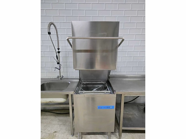 Campri - rvs-korvenvaatwasmachine compleet met aan/afvoertafel spoelkraan en waterontharder - afbeelding 5 van  10