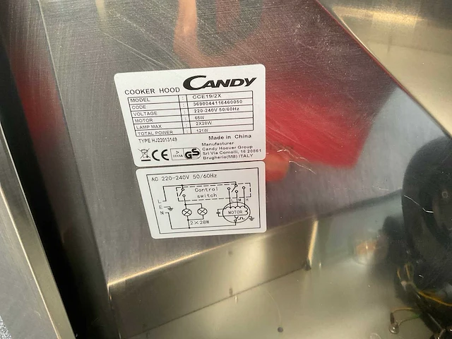 Candy cce19/2x afzuigkap met motor en verlichting - afbeelding 4 van  4