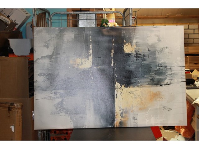 Canvas 120 x 80 nr b zwart wit gold - afbeelding 3 van  3