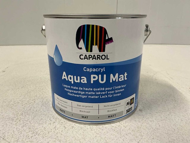 Caparol aqua pu mat verf 2,4l (3x) “ongebruikt” - afbeelding 1 van  1