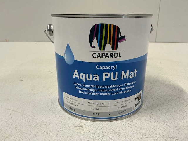 Caparol aqua pu mat verf 2,4l (4x) “ongebruikt” - afbeelding 1 van  1
