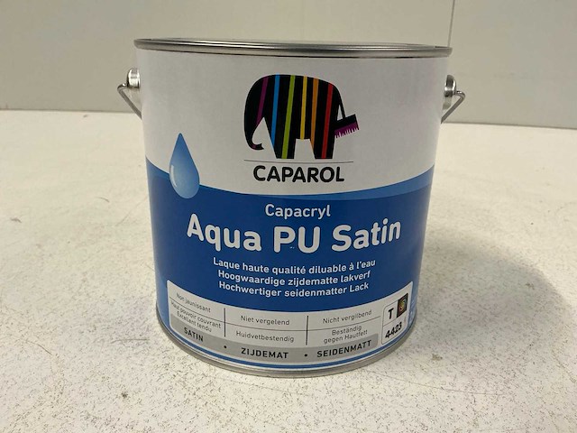 Caparol aqua pu satin verf 2,4l (3x) “ongebruikt” - afbeelding 1 van  1