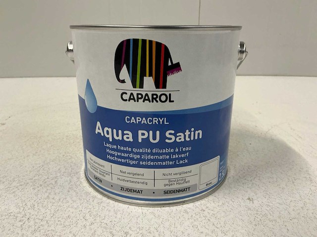 Caparol aqua pu satin verf 2,5l (4x) “ongebruikt” - afbeelding 1 van  1