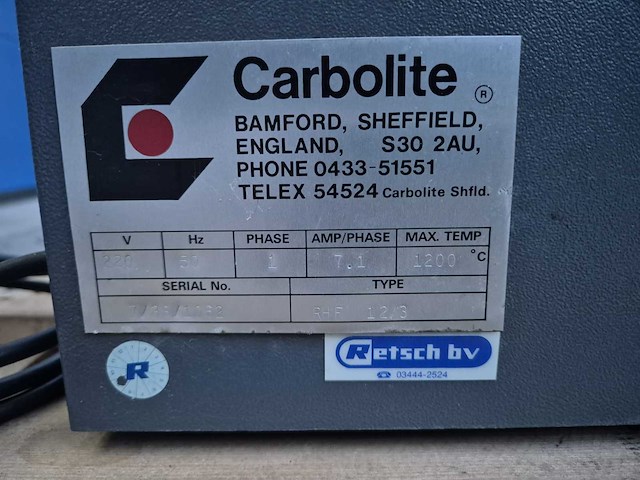 Carbolite - rhf 1200 - oven met digitale display - afbeelding 16 van  16