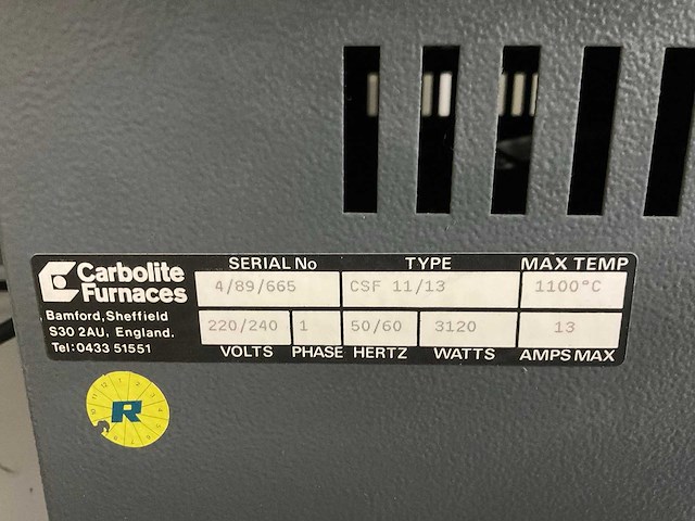 Carbolite furnaces csf11/13 laboratoriumoven - afbeelding 5 van  6