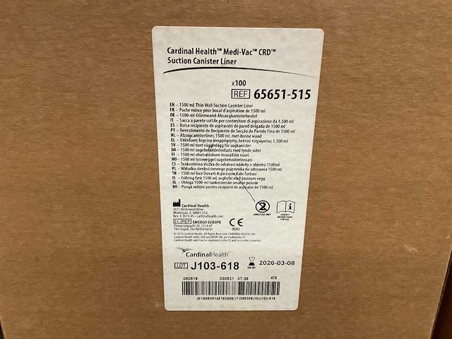 Cardinal health medi-vac suction canister liner (100x) - afbeelding 2 van  2