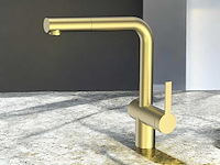 Caressi gold line keukenmengkraan met uittrekbare uitloop geborsteld goud