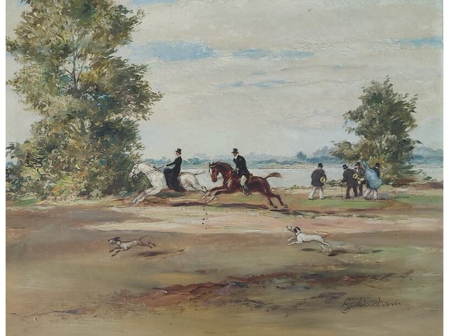 Carl (karl) pluckebaum (1880-1952) - 'der rhein bei mönchnsert' - afbeelding 3 van  8