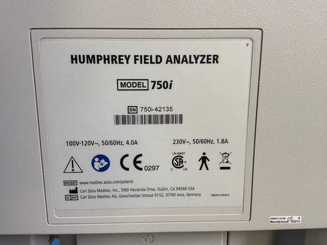 Carl zeiss - 750i - humphrey field analyzer - 2013 - afbeelding 12 van  13