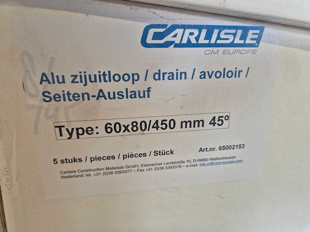 Carlisle epdm zijuitloop hemelwaterafvoer (84x) - afbeelding 3 van  9
