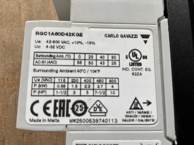 Carlo gavazzi rgc1a60d42kge éénfasig solid state relais (3x) - afbeelding 4 van  5