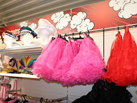 Carnavalskleding aan zevendelige wandstelling, 100 kledingstukken w.o. diverse hoeden, bretels en brillen. - afbeelding 2 van  9