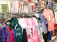 Carnavalskleding aan zevendelige wandstelling, ruim 240 kledingstukken, brillen, bretels, tasjes, panty's, ... - afbeelding 4 van  15