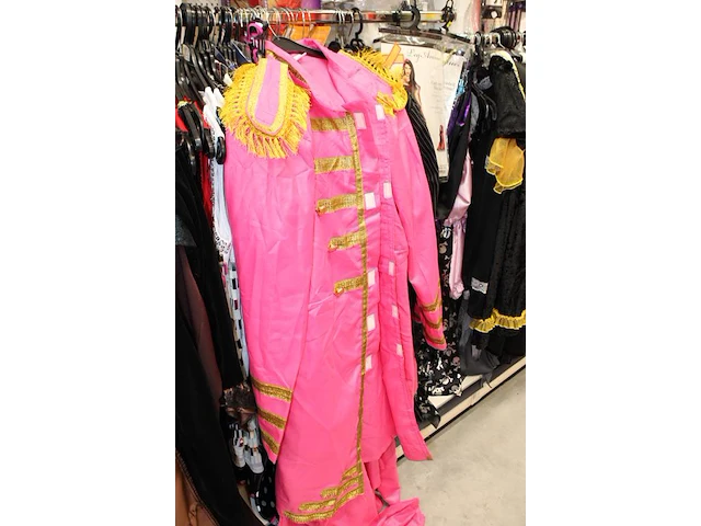 Carnavalskleding aan zevendelige wandstelling, ruim 240 kledingstukken, brillen, bretels, tasjes, panty's, ... - afbeelding 14 van  15