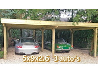 Carport voor 3 auto's 5x9x2,6m - afbeelding 1 van  4
