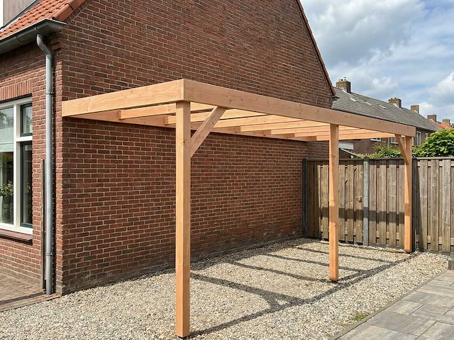 Carportframe muuraanbouw - 1200x300x215 cm - afbeelding 1 van  7