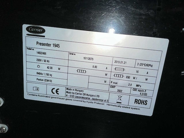 Carrier presenter 1945 koel-/vrieskast koelvitrine - afbeelding 9 van  9