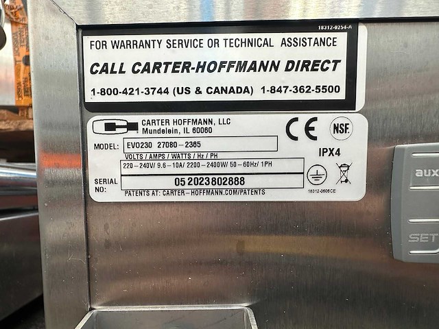 Carter-hoffmann evo230 voedsel verwarmingsunit - afbeelding 4 van  5