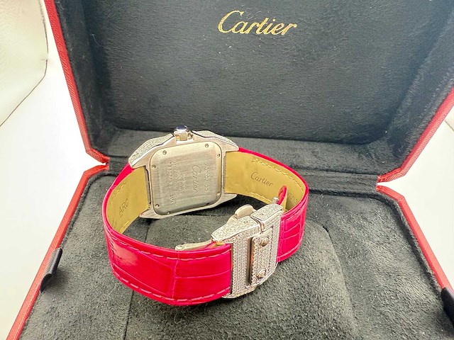 Cartier santos 100 medium | iced out naturel diamonds | 2025 - afbeelding 3 van  14