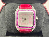 Cartier santos 100 medium | iced out naturel diamonds | 2025 - afbeelding 7 van  14