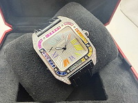 Cartier santos 100 medium | iced out naturel diamonds | 2025 - afbeelding 1 van  10