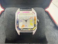 Cartier santos 100 medium | iced out naturel diamonds | 2025 - afbeelding 3 van  10