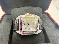 Cartier santos 100 medium | iced out naturel diamonds | 2025 - afbeelding 5 van  10