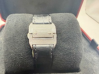 Cartier santos 100 medium | iced out naturel diamonds | 2025 - afbeelding 6 van  10