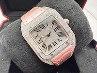 Cartier santos 100 medium | iced out naturel diamonds | 2025 - afbeelding 1 van  13