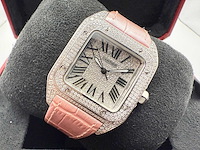 Cartier santos 100 medium | iced out naturel diamonds | 2025 - afbeelding 8 van  13